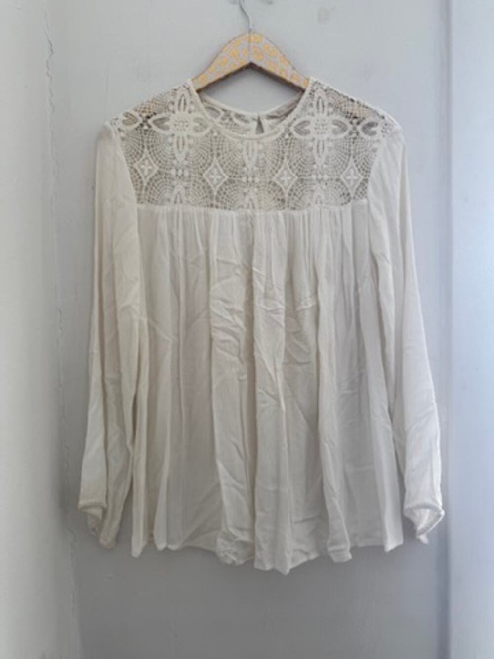 Zara Basic Women's Ivory Lace Detail Blouse | Size Small